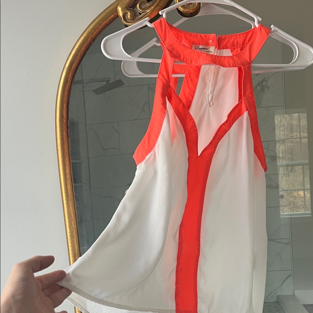 Neon and White Cut Out Top
